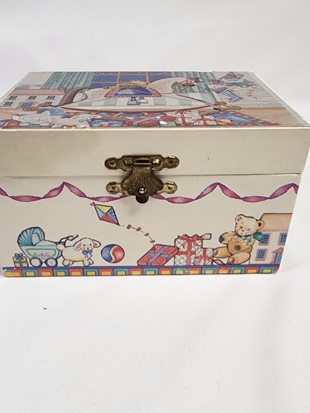 Gunther Mele Vintage Musical Jewelry Box Rocking Horse Spinning Teddy Bear